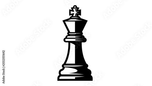 Foto Black and White Chess King Piece Illustration