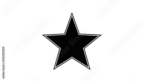 Tableau sur toile Black Star Icon with White Outline Isolated on White Background