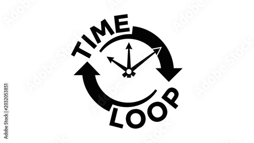 Fényképezés Time Loop Concept Icon with Circular Arrow and Clock Face