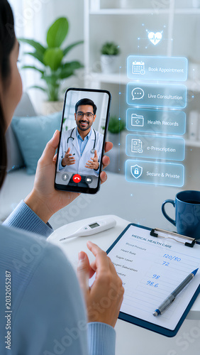 Telemedicine Healthcare Consultation with Online Doctor Video Call and Digital Medical Care