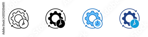 Quadro su tela Process Scheduling Multiple Style Icon Design Vector - Gear with clock and circu