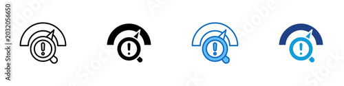 Foto Risk Monitoring Multiple Style Icon Design Vector - Gauge with warning magnifier