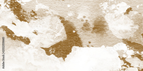Brown   with nature inspired peach tones for abstract watercolor painting textured on white paper modern designed with watercolor texture grunge painted on border