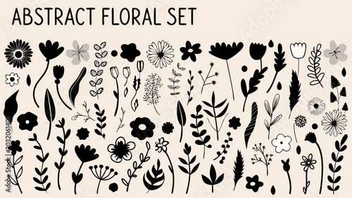 Photos Black floral ornament collection against a white background featuring various st