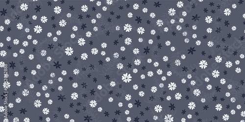 Foto Little Floral Seamless Pattern with Cute Daisy Flowers and Pansies