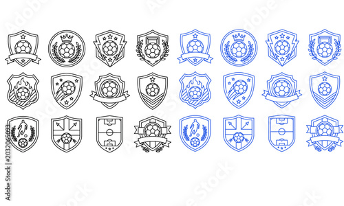 Soccer team shield badges and football crest collection