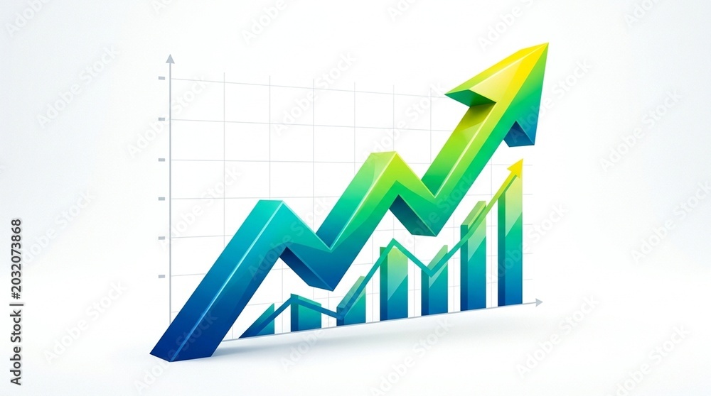 Obraz premium Upward Growth Arrow Chart on White Background — Business Success Concept