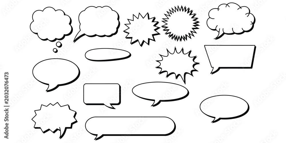Fototapeta premium Blank speech bubbles and comic text box collection symbol vector illustration