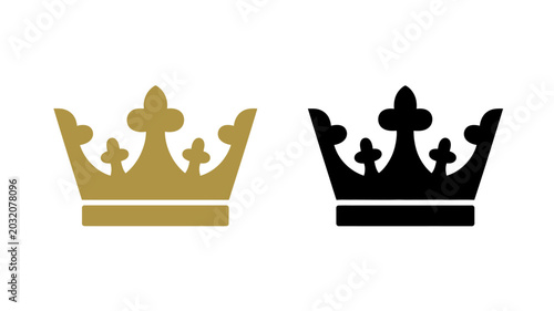 Foto Two Crown Symbols Gold And Black On White Background crowns royal regal monarchy