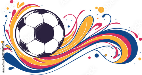Creative soccer championship logo with vibrant football graphics and energetic style.