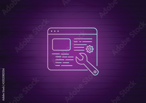 Web Development Neon Icon Vector Illustration for Modern Coding and Website Design