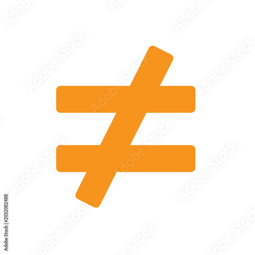 Foto Inequality symbol in orange color functions as a vibrant graphic element for educational materials
