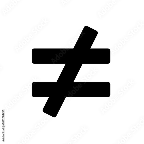 Foto Inequality symbol displayed in a solid black tone signifies a clear mathematical distinction or logical separation