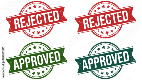 Foto Circular Approval And Rejection Stamps With Banners Distressed Vector Illustrati