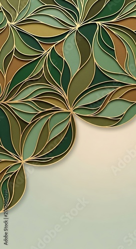 green and gold abstract leaf pattern wallpaper