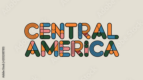 Photos Colorful typographic lettering of central america on a neutral background typogr