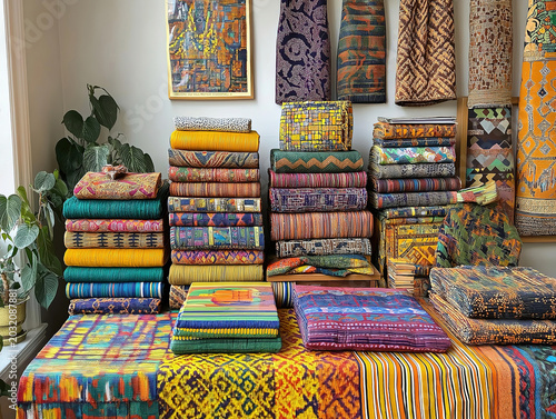 African Textiles and Crafts Featuring Juneteenth History Book on Table
