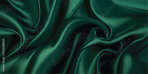 Fotografía Emerald Green Satin Silk Fabric Abstract Luxury Background