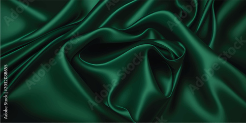 Schilderij op canvas Emerald Green Satin Silk Fabric Abstract Luxury Background