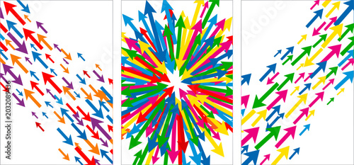 Foto Colorful arrow illustration panels showcasing directional flow, vector field mov