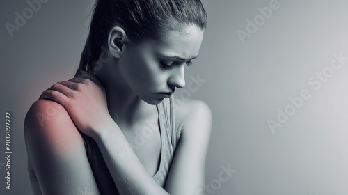 Fibromyalgia chronic pain disorder medical concept illustration, widespread musculoskeletal ache, fatigue sleep disturbance and nervous system sensitivity symptoms, human body health condition, 