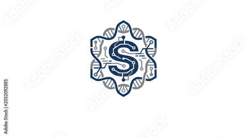 Bild auf Leinwand Letter S Biotechnology Circuit Logo Design