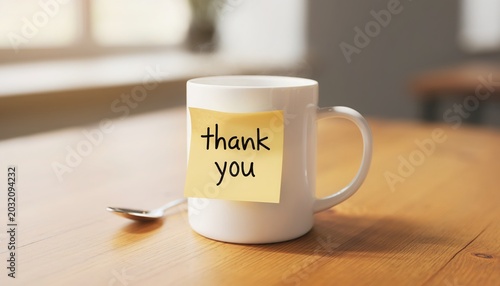 A cup of coffee on the table, thank you