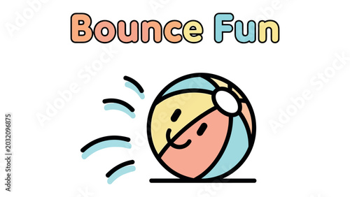 Photos Bounce Fun: A vibrant illustration depicts a cheerful beach ball bouncing with playful energy, conveying a sense of pure summertime joy and recreation