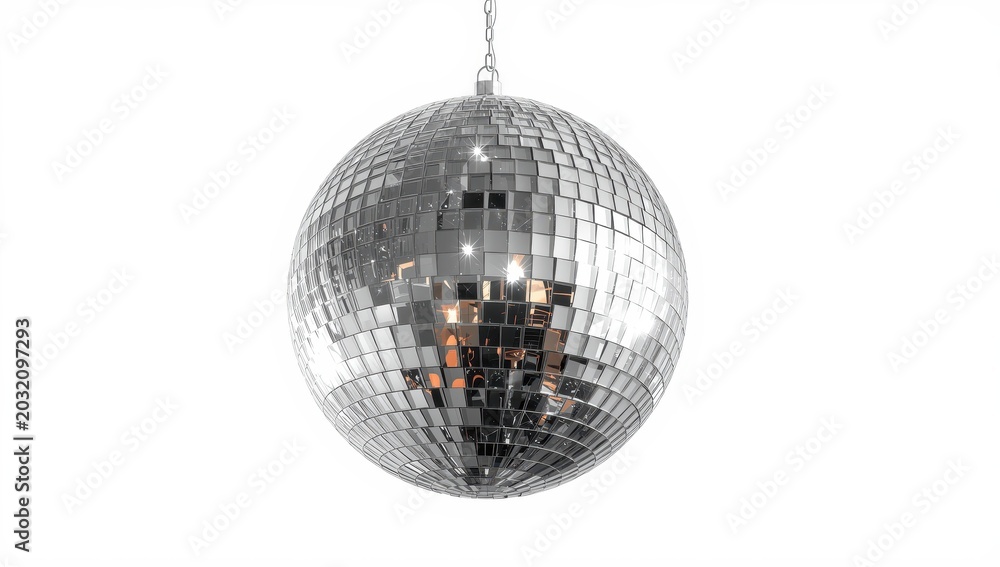 Fototapeta premium Isolated silver disco ball on white background.
