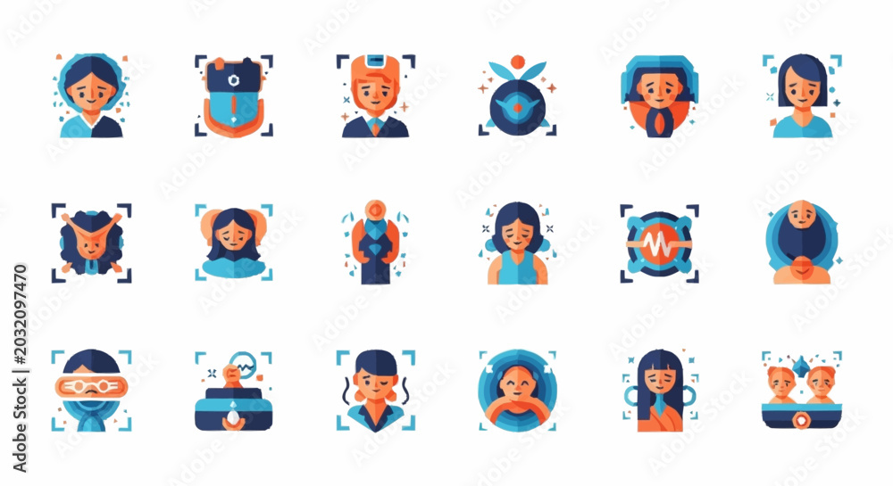 Fototapeta premium Diverse group of people icons.