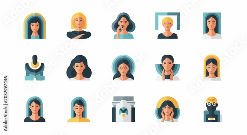 Diverse group of people icons.