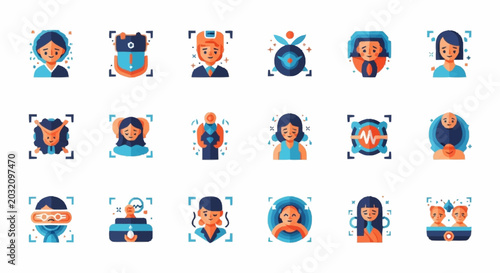 Diverse group of people icons.