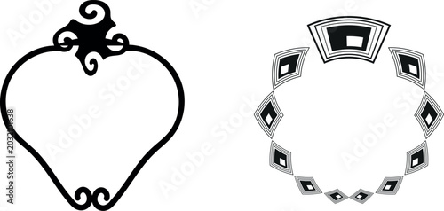 Fotografija Jewelry line art, necklace and bracelet, black and white