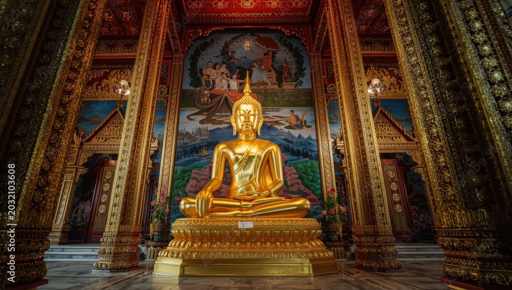 Obraz premium Reclining Buddha at Wat Pho, Bangkok, Thailand