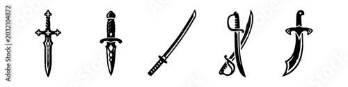 Foto Distressed Fantasy Weapon Icon Set