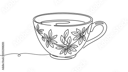 Animation of line drawing of a teacup, representing calm moments, relaxation, and daily rituals.
