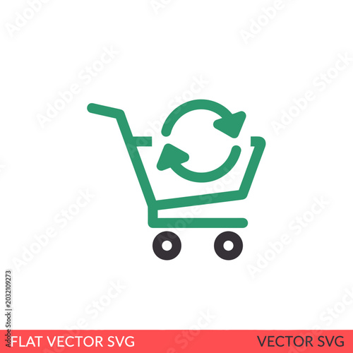 Recycling Shopping Cart Icon - Circular Economy Concept