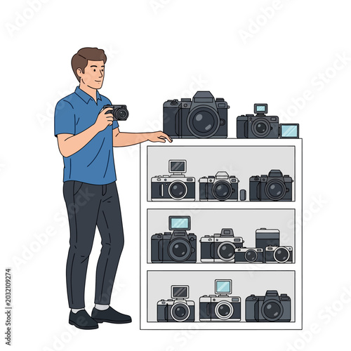 Photographer with Cameras: Choosing & Displaying Photographic Gear.