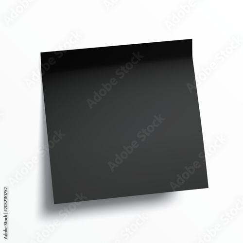 Realistic blank black post it sticky note template vector illustration.
