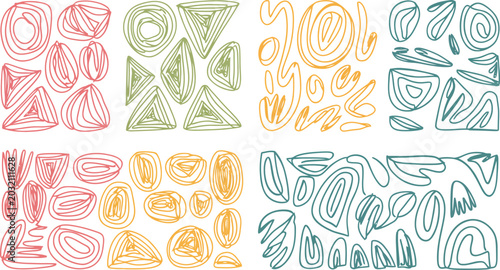Photos Abstract organic scribble shapes vector illustration set with hand-drawn texture