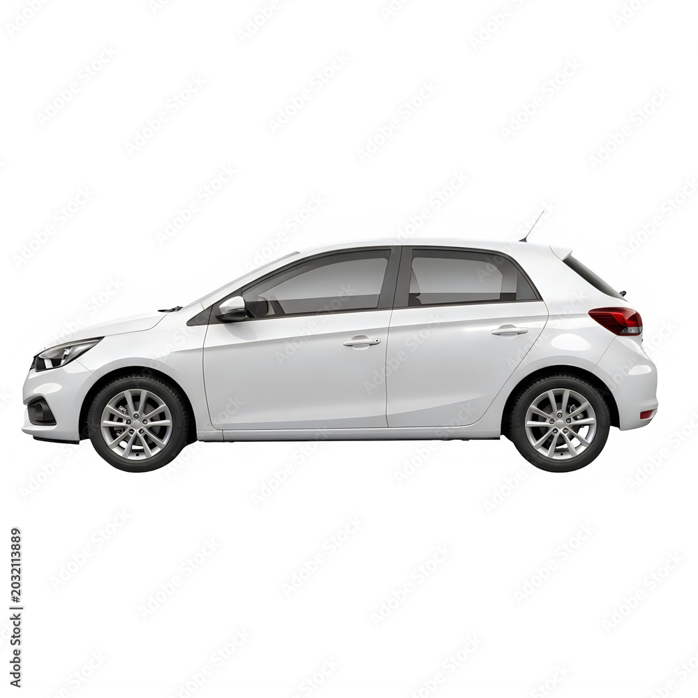 Fototapeta premium White hatchback car isolated on transparent background