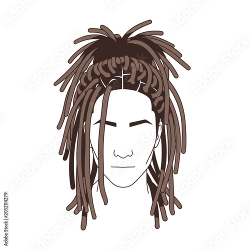 Illustration of a person with stylish dreadlocks hairstyle