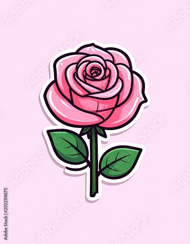 Pink Rose Flower Illustration Design.