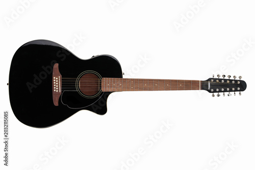 12 string electro acoustic guitar isolated on white