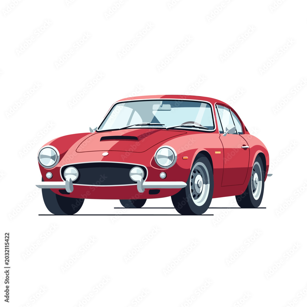 Naklejka premium Classic red sports car illustration on white background