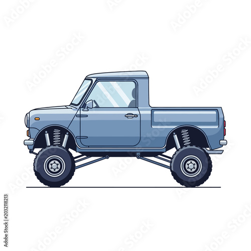 Pixel art lifted pickup truck cartoon vehicle illustration