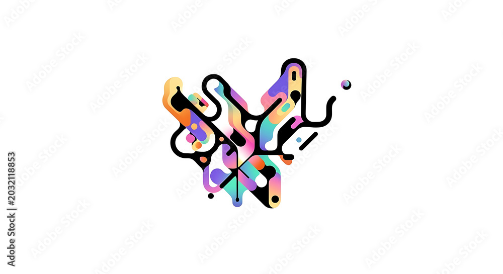 Fototapeta premium Abstract colorful fluid shape with flowing lines and gradients isolated on a transparent background