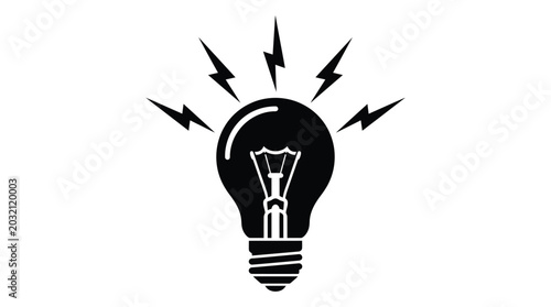 Fotografía Light Bulb With Rays Silhouette Against White Background