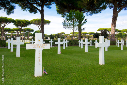 Grave of Medal of Honor Recipient Sgt Sylvester Antolak at Sicily Rome American Cemetery in Nettuno Italy