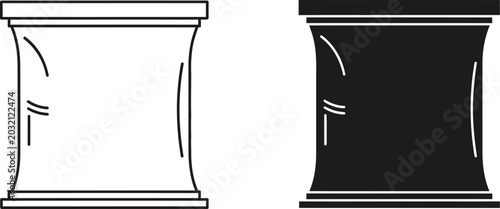 Foto Single spool of thread in outline and solid black silhouette on white background